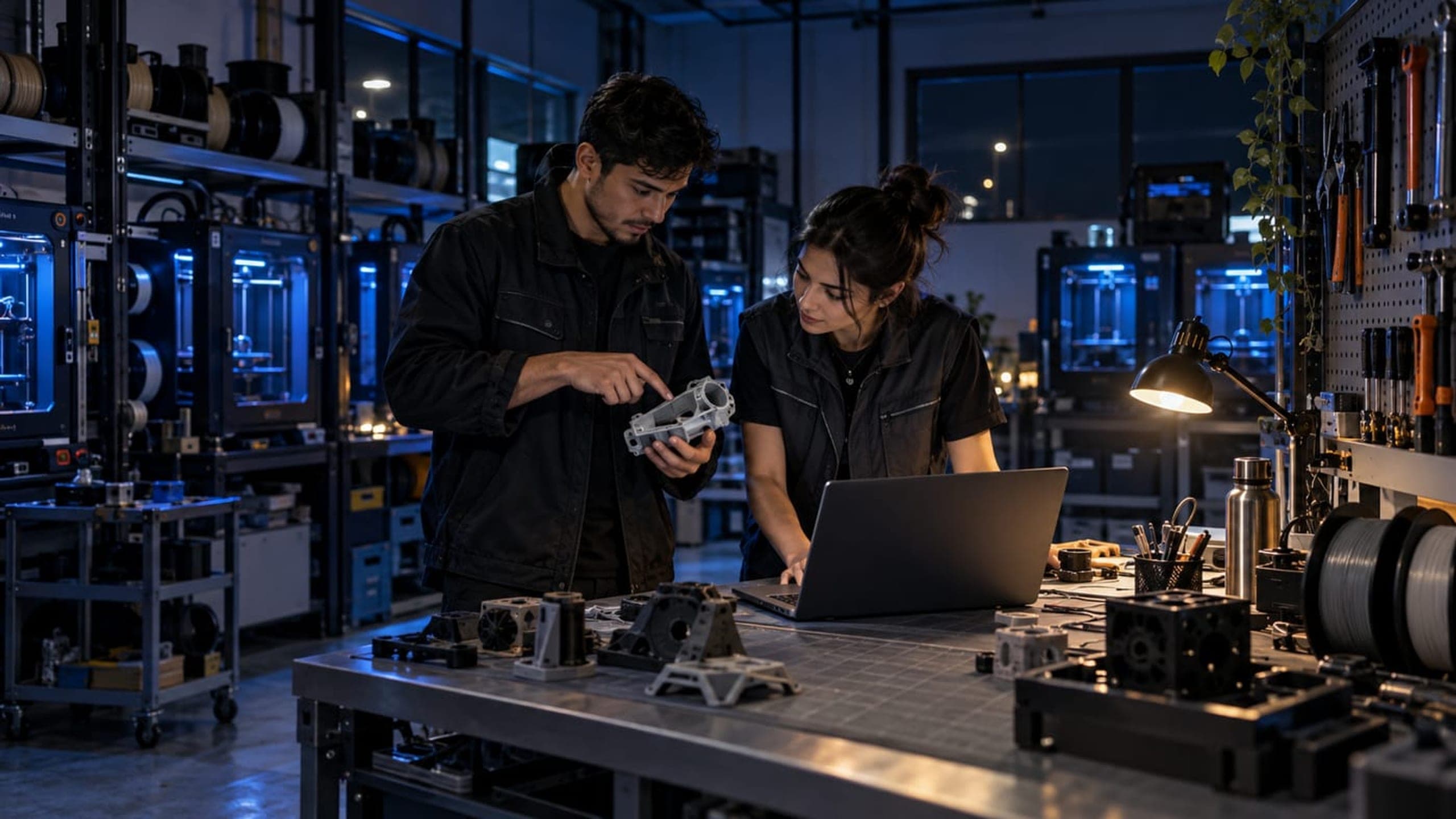 Layerium Labs engineering and manufacturing team in the workshop